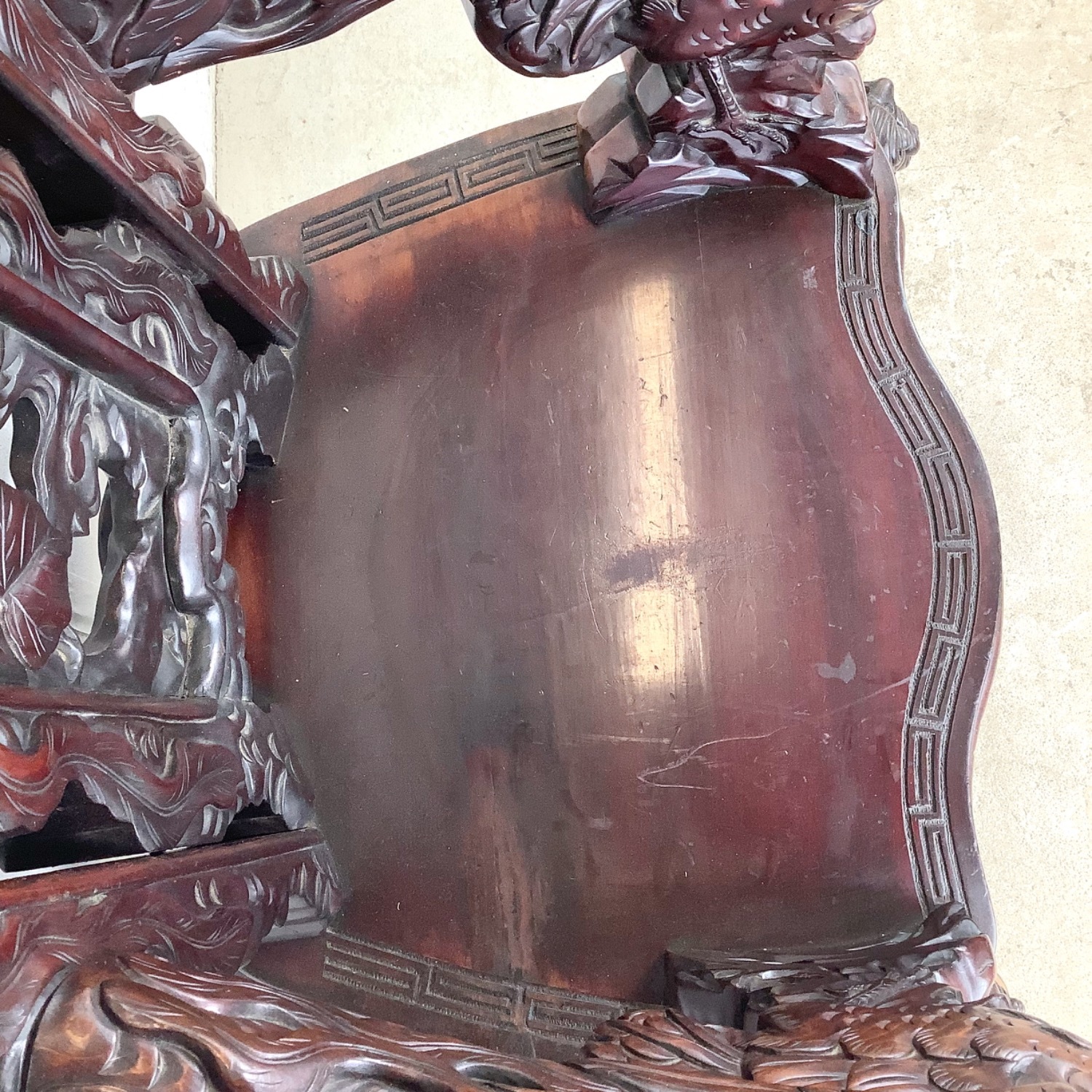 Antique Asian Carved Hardwood Throne Chair - image-5