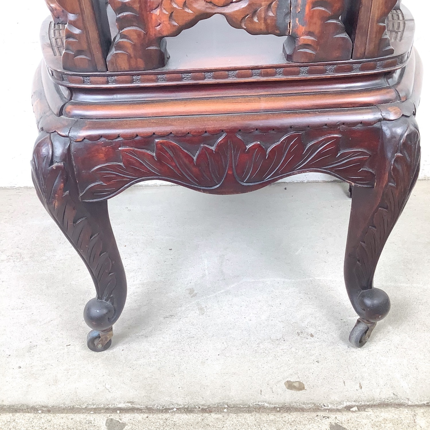 Antique Asian Carved Hardwood Throne Chair - image-17
