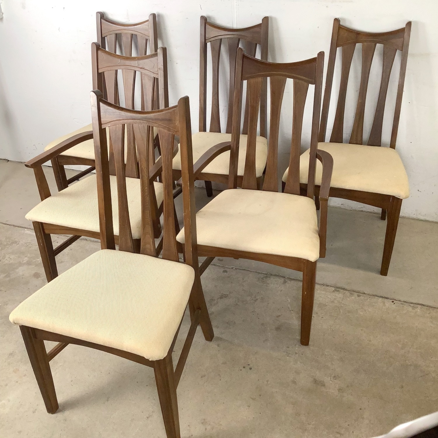 Set of Six Mid-Century Walnut Dining Chairs - image-6