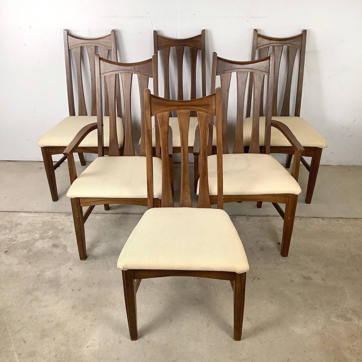 Set of Six Mid-Century Walnut Dining Chairs - image-5