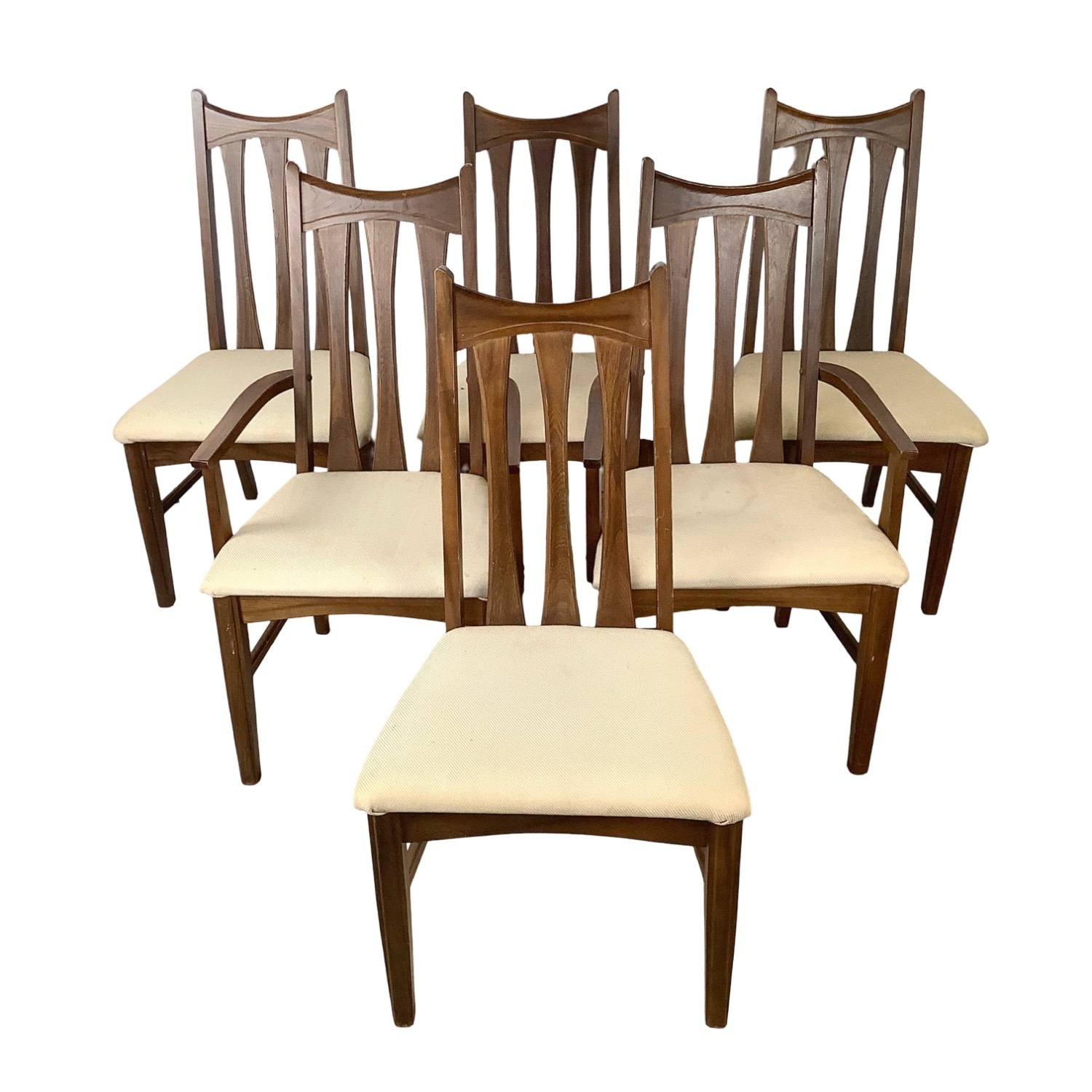 Set of Six Mid-Century Walnut Dining Chairs - image-1