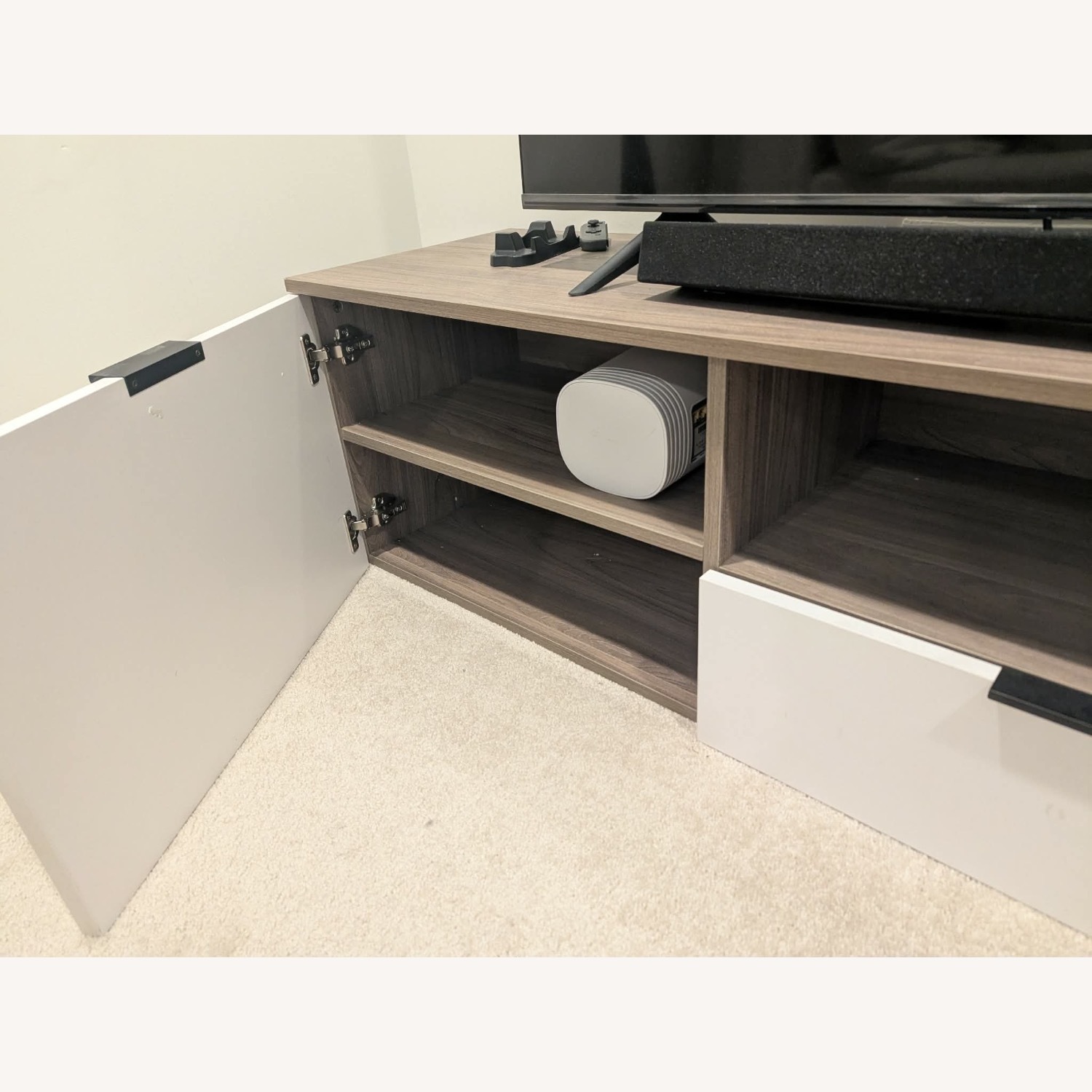 Wayfair Dennet TV Stand and Media Storage White Wood - image-4