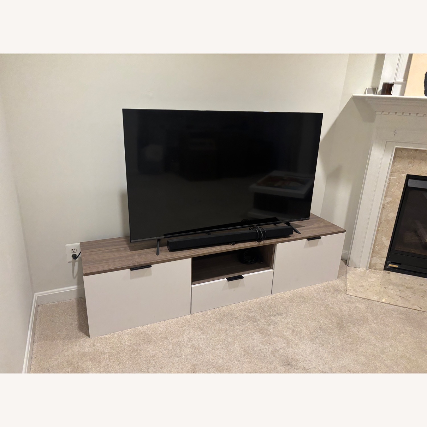Wayfair Dennet TV Stand and Media Storage White Wood - image-1