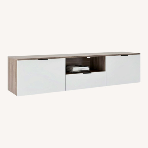 Used Wayfair Dennet TV Stand and Media Storage White Wood for sale on AptDeco