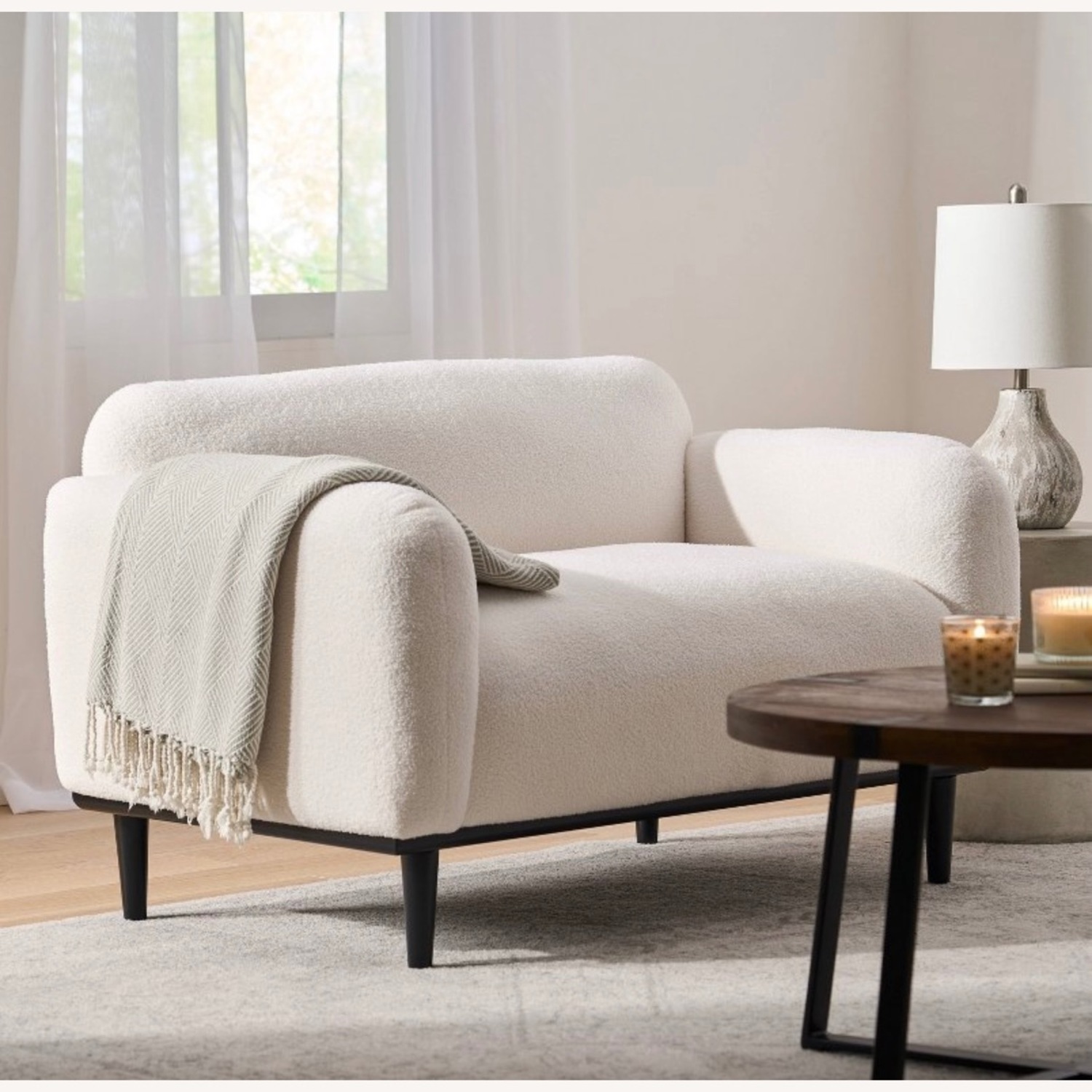 Christopher Knight Home White Fabric Loveseat - image-2