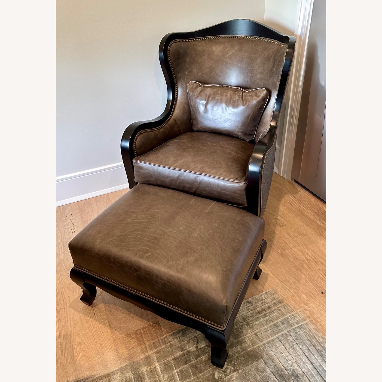 Arhaus Catania Wingback Chair & Matching Ottoman - image-1