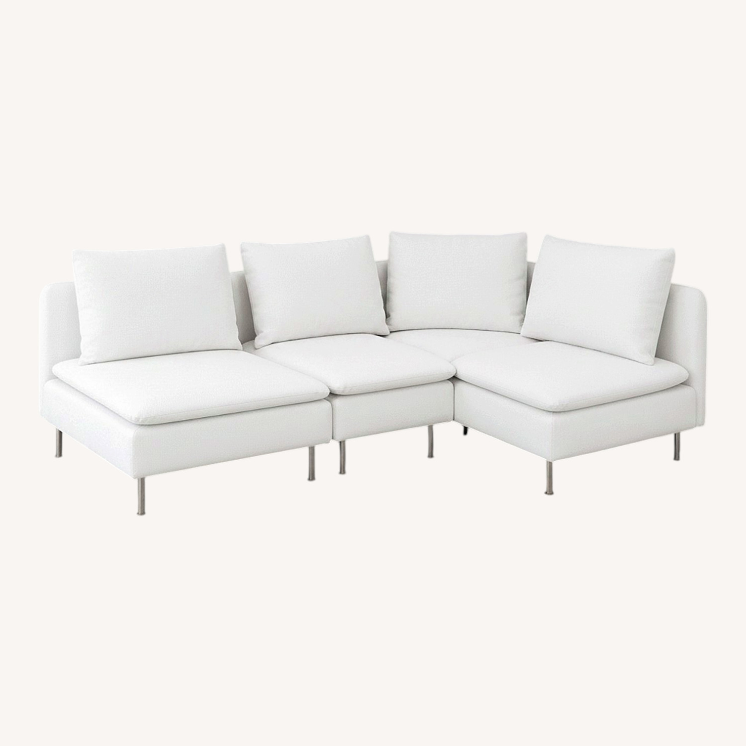 IKEA White Fabric 3+ Piece Sectional - image-0