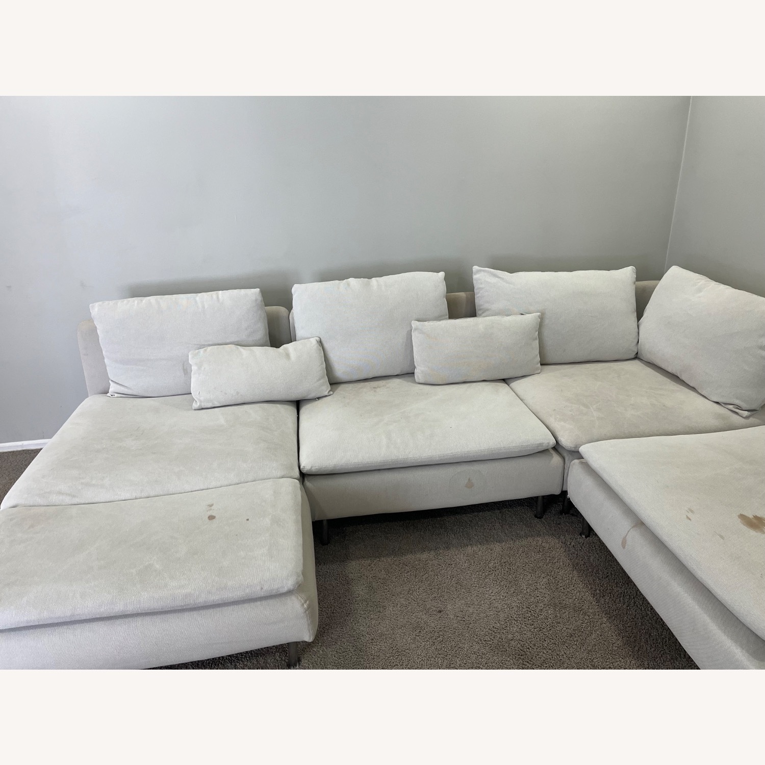 IKEA White Fabric 3+ Piece Sectional - image-2