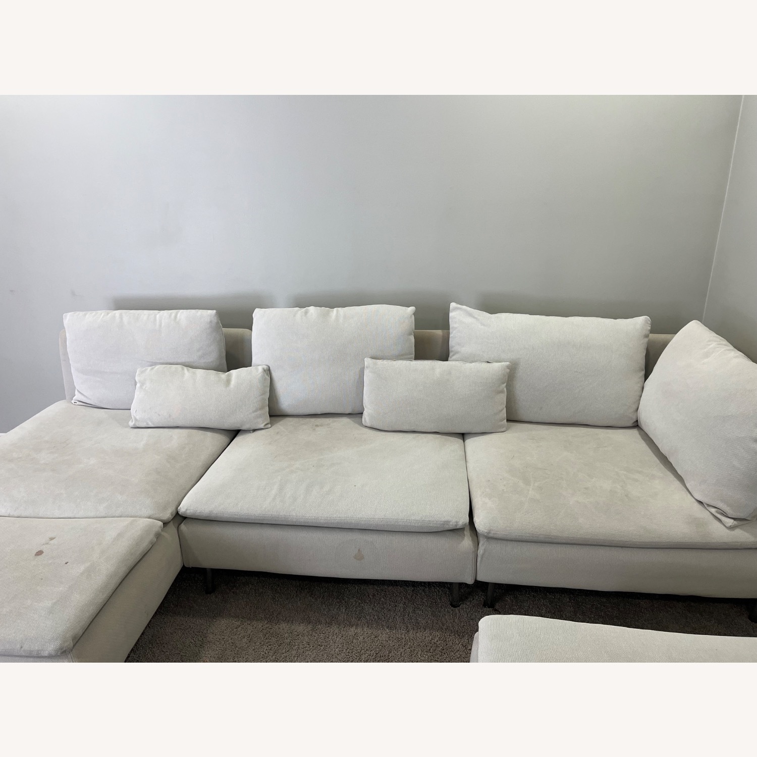 IKEA White Fabric 3+ Piece Sectional - image-1