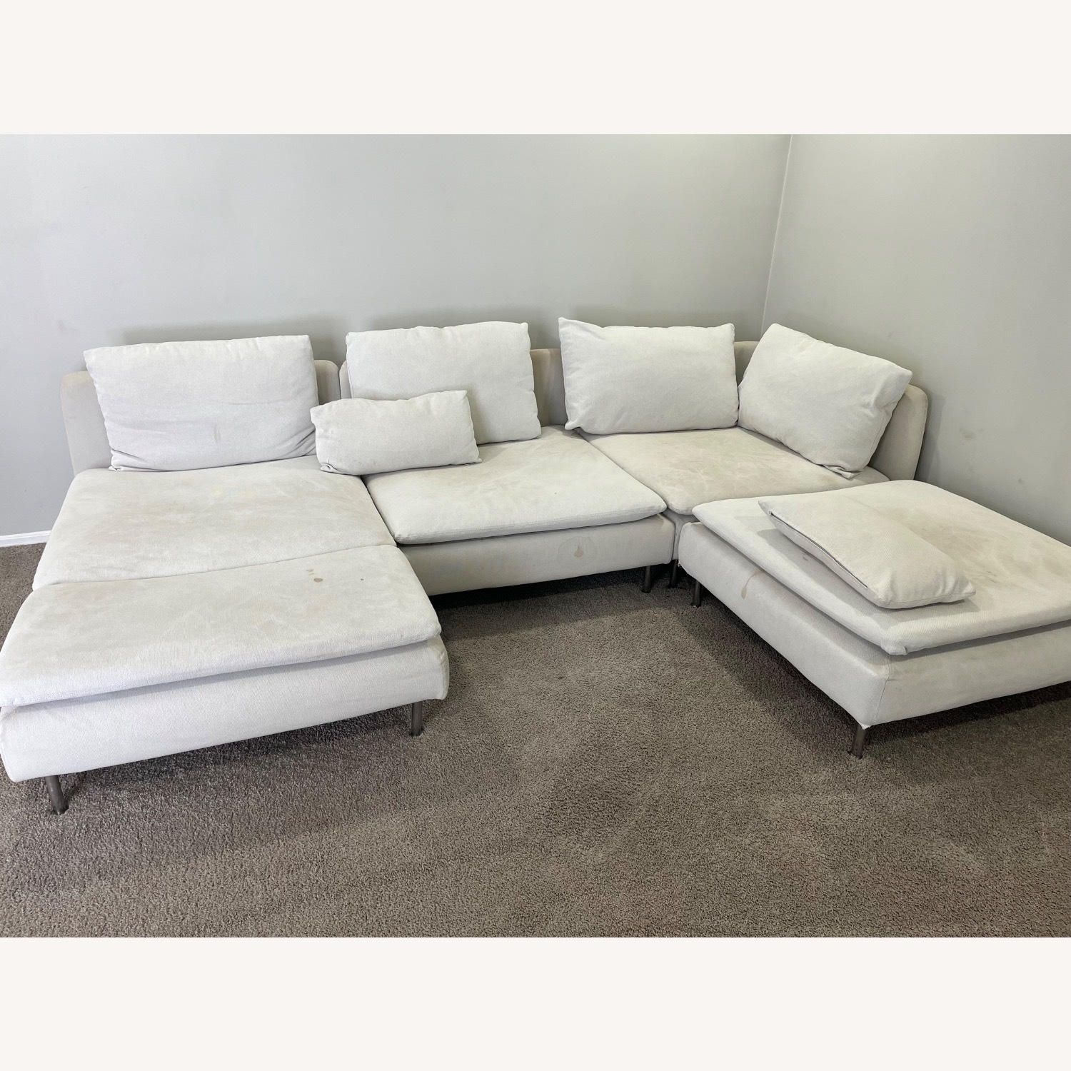 IKEA White Fabric 3+ Piece Sectional - image-4