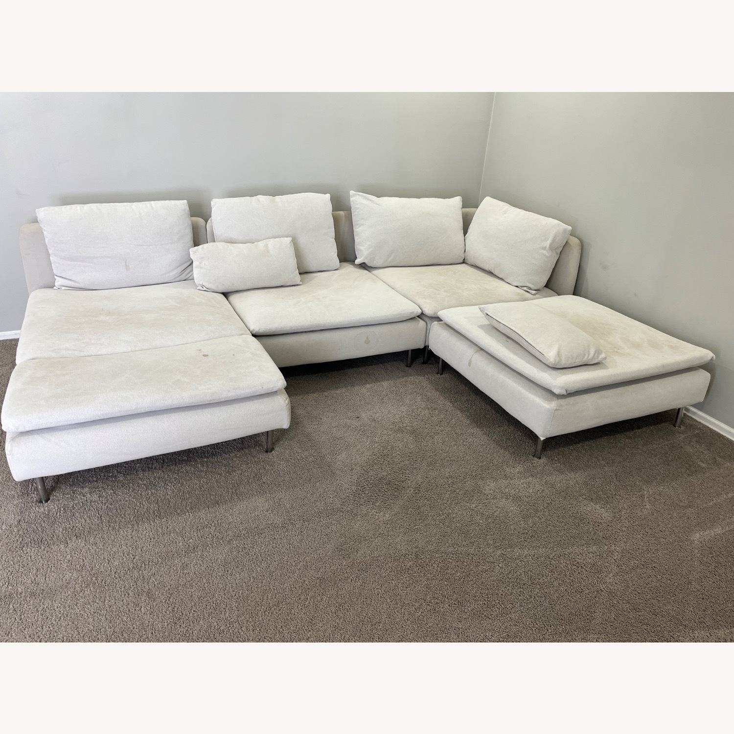 IKEA White Fabric 3+ Piece Sectional - image-3