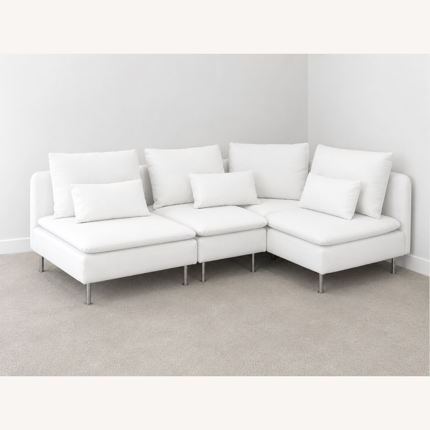 IKEA White Fabric 3+ Piece Sectional - image-6