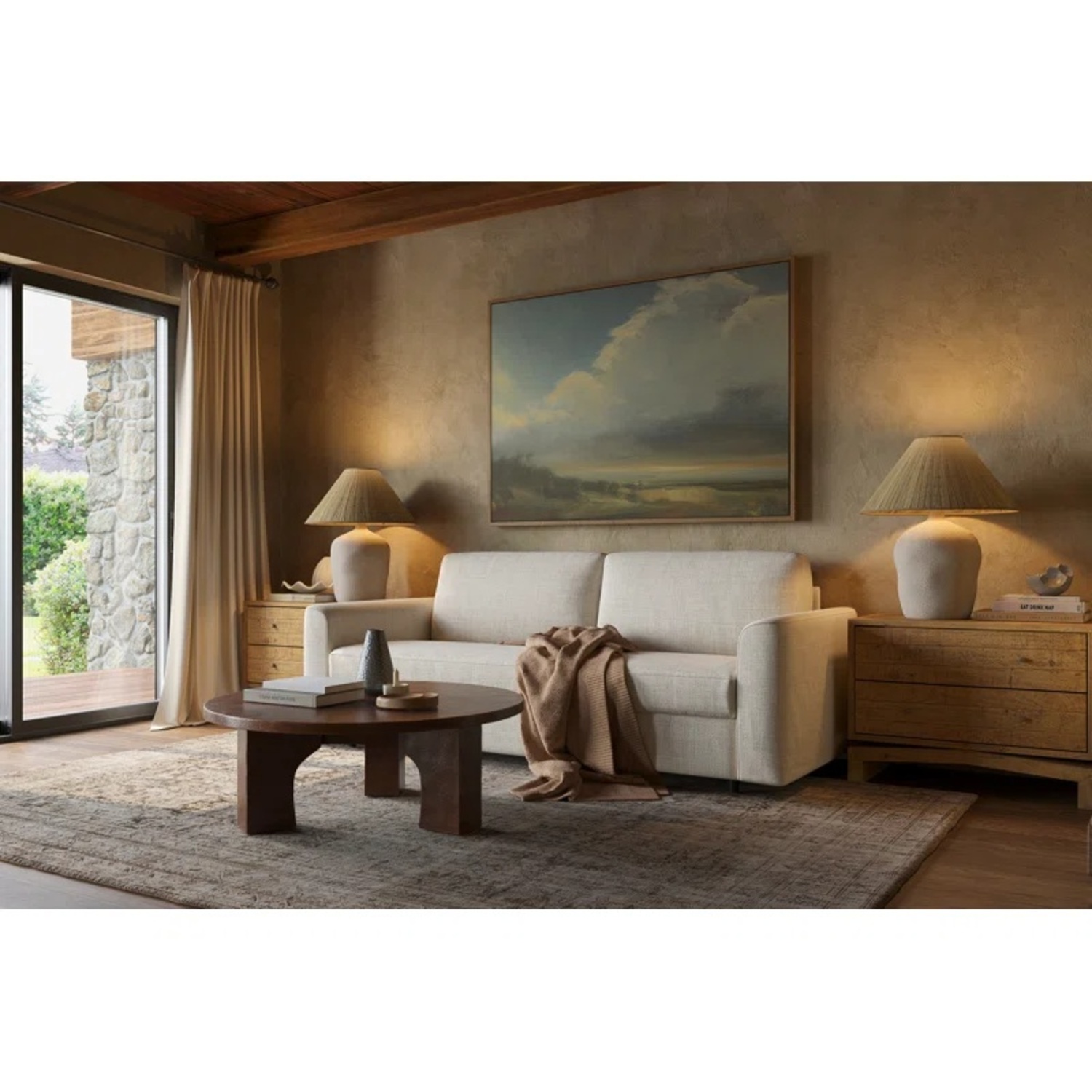 Create Comfort Natural Fabric Sleeper Sofa - image-4