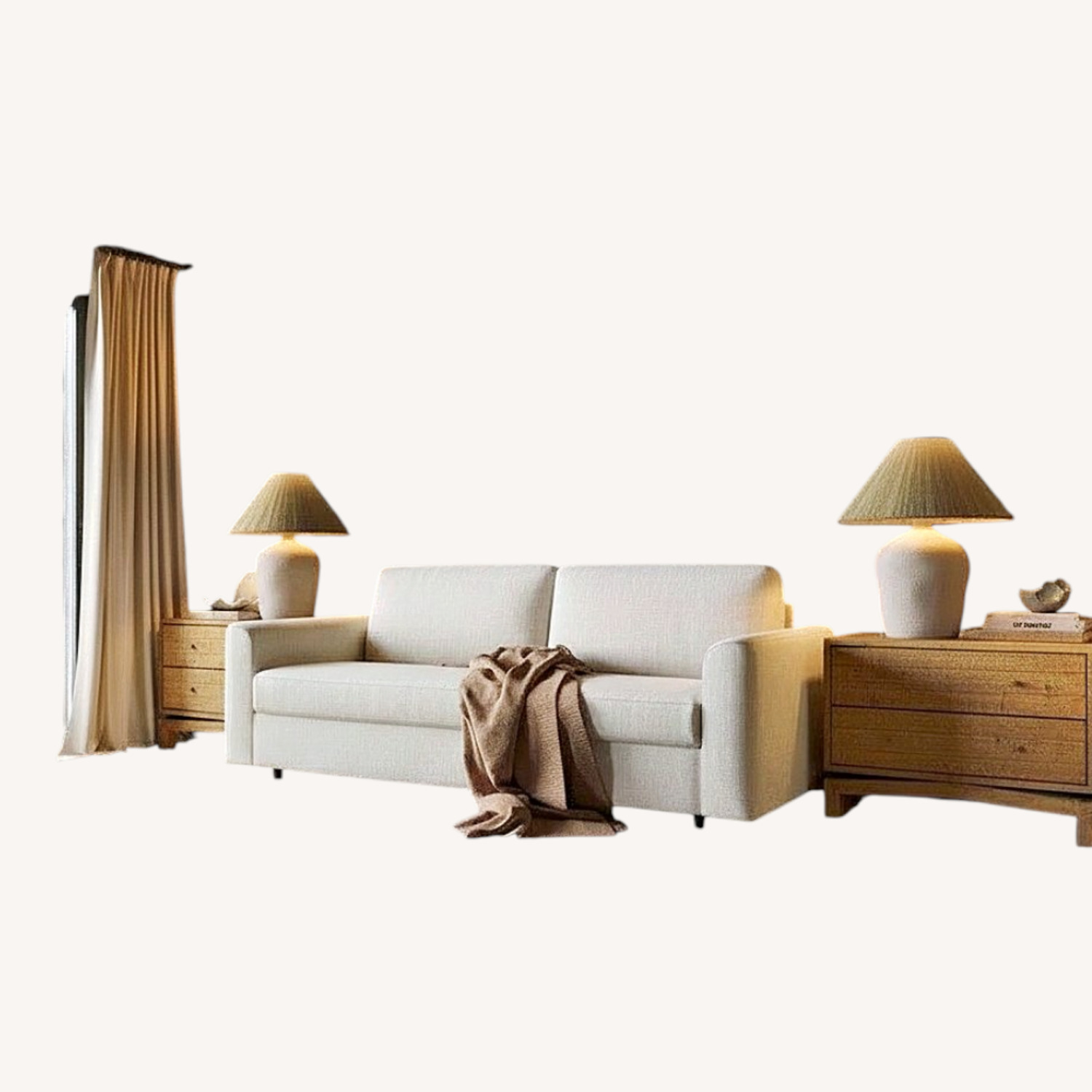 Create Comfort Natural Fabric Sleeper Sofa - image-5