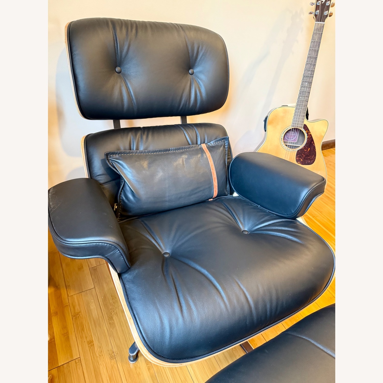 Eames Office Black Leather Ottoman Replica - image-5
