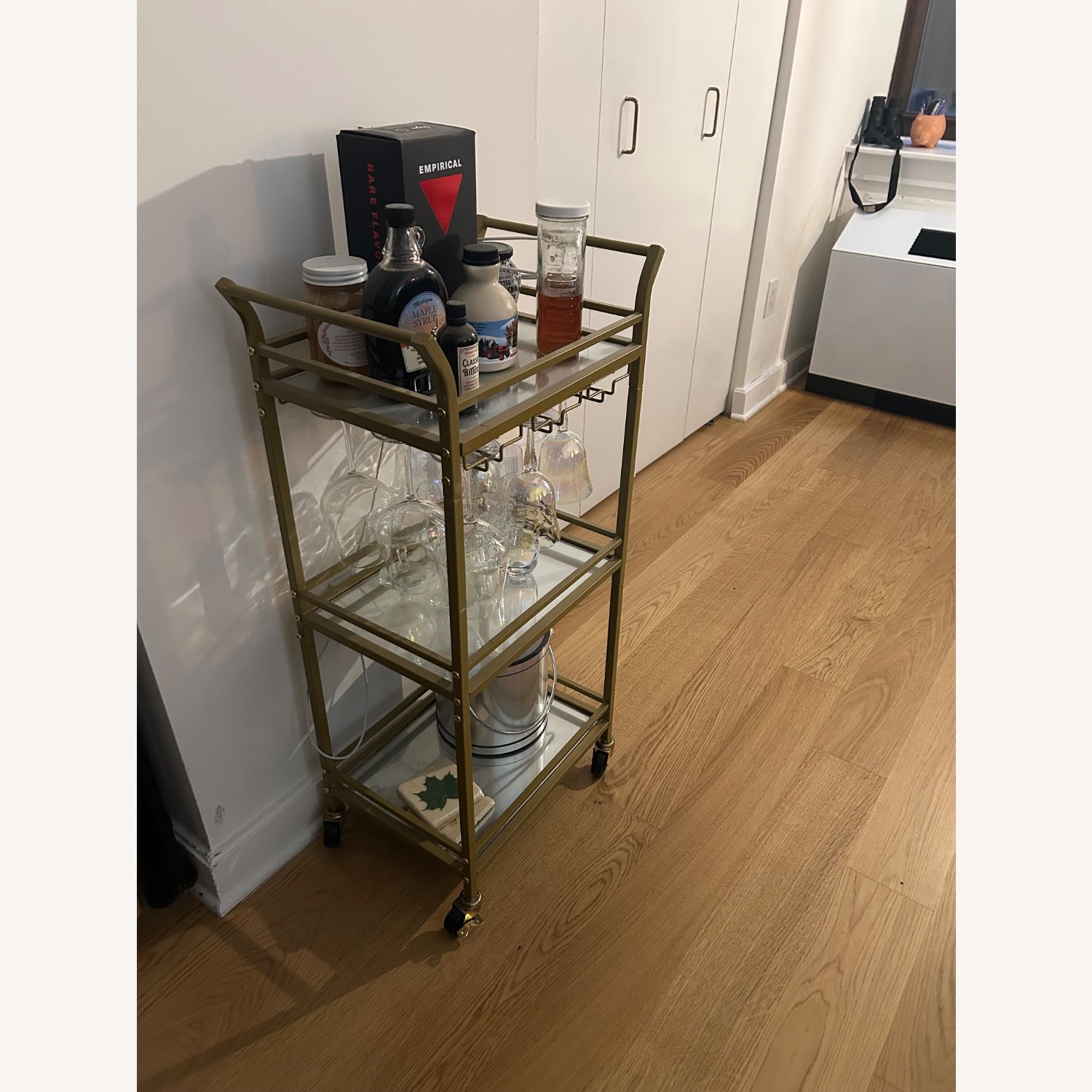 Amazon Gold Mirrored Glass Bar Cart - image-4