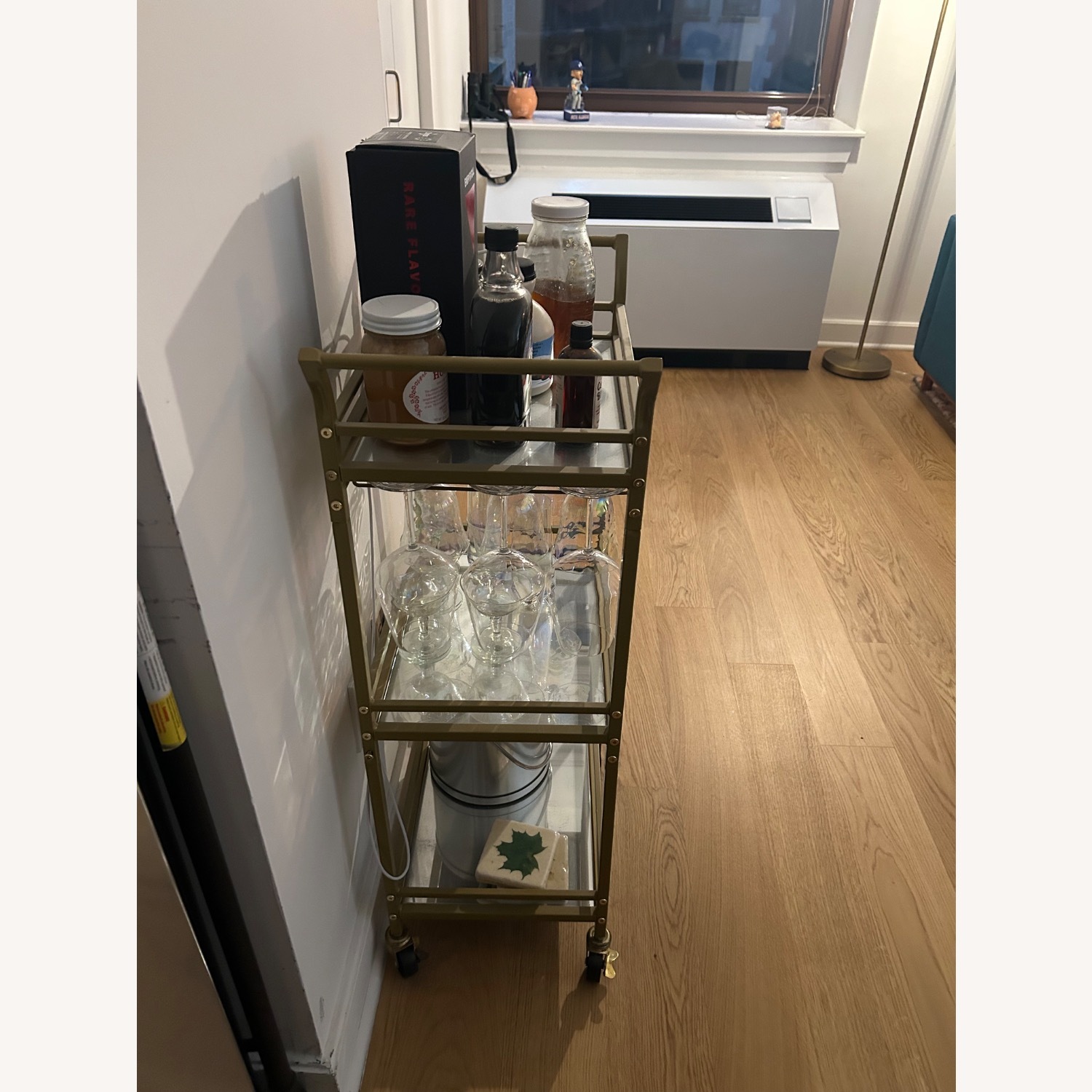 Amazon Gold Mirrored Glass Bar Cart - image-3
