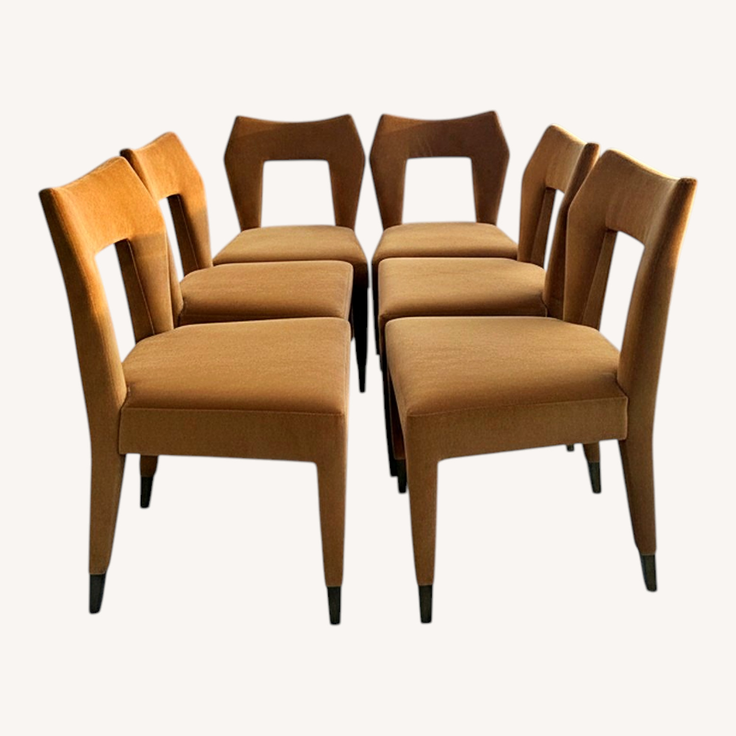Light Brown Velvet Dining Chairs - image-0