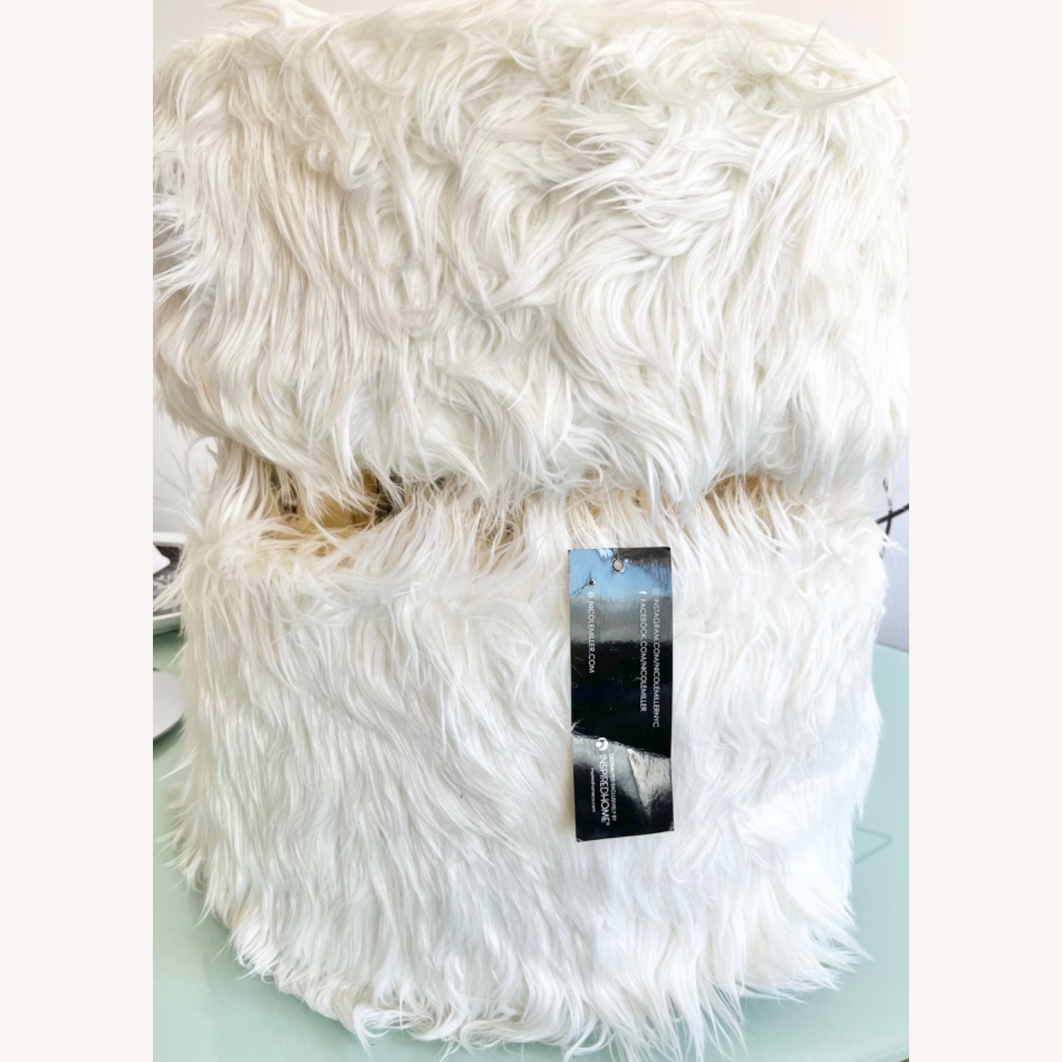Nicole Miller Inspired Homes White Ottoman - image-8