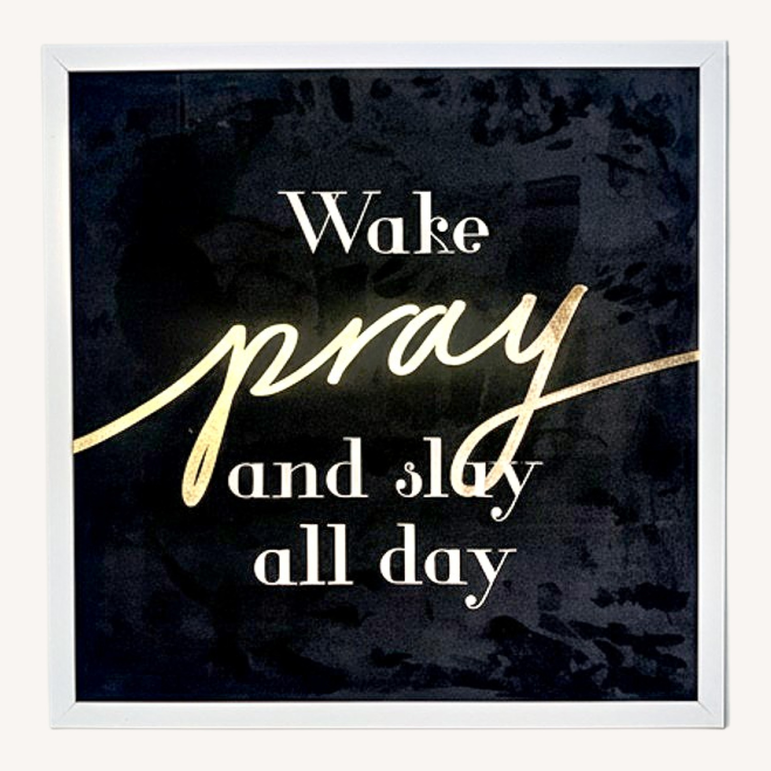 Black Velvet Wall Art "Wake, Pray, Slay" - image-0