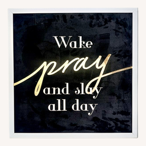 Used Black Velvet Wall Art "Wake, Pray, Slay" for sale on AptDeco