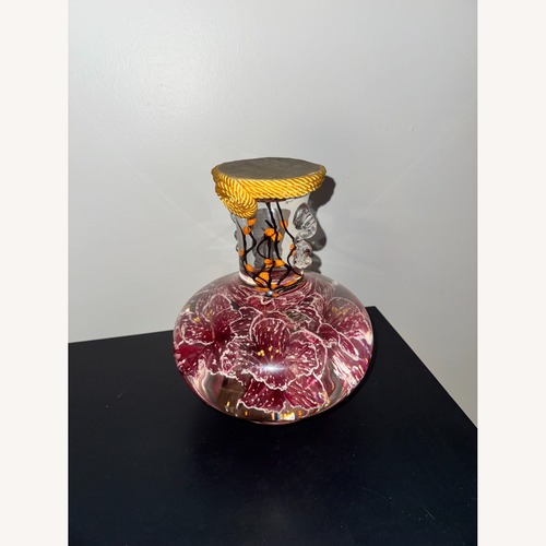 Used Vintage Floral Pond Vase with Gold Rope for sale on AptDeco