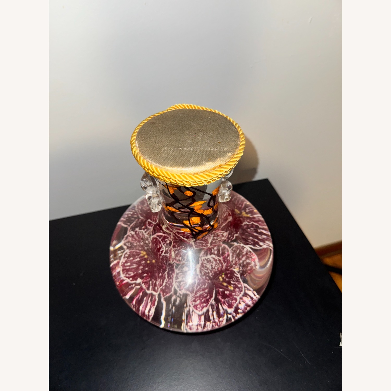 Vintage Floral Pond Vase with Gold Rope - image-2