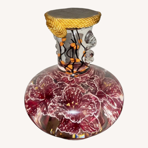 Used Vintage Floral Pond Vase with Gold Rope for sale on AptDeco