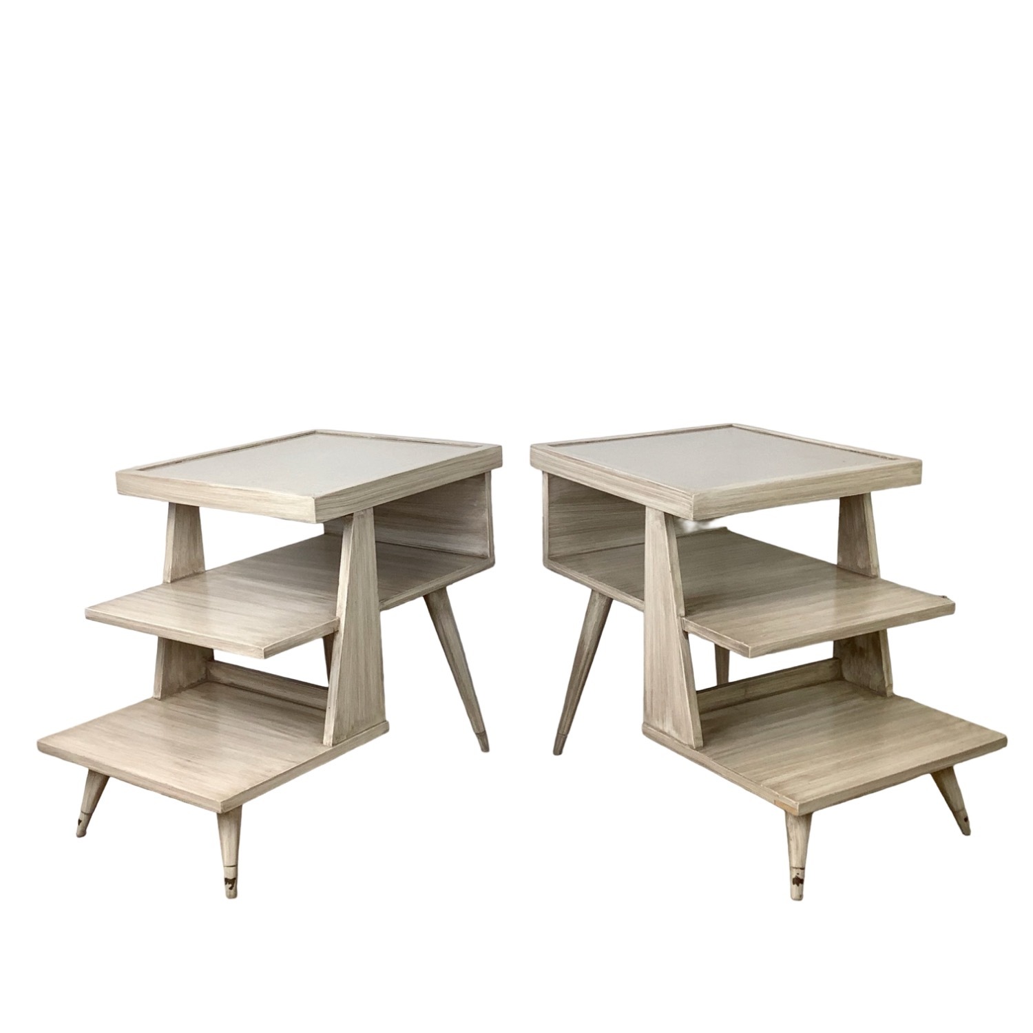  Pair of Vintage Three-Tier Step End Tables - image-1