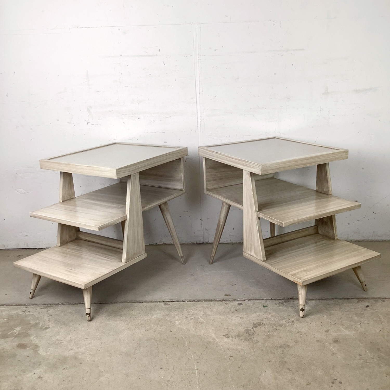  Pair of Vintage Three-Tier Step End Tables - image-3