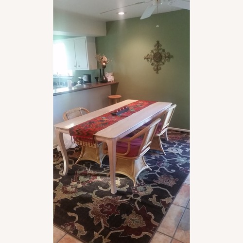 Used Vintage Milo Baughmagn 70s Travertine & Pencil Reed Dining Set (5pc) for sale on AptDeco