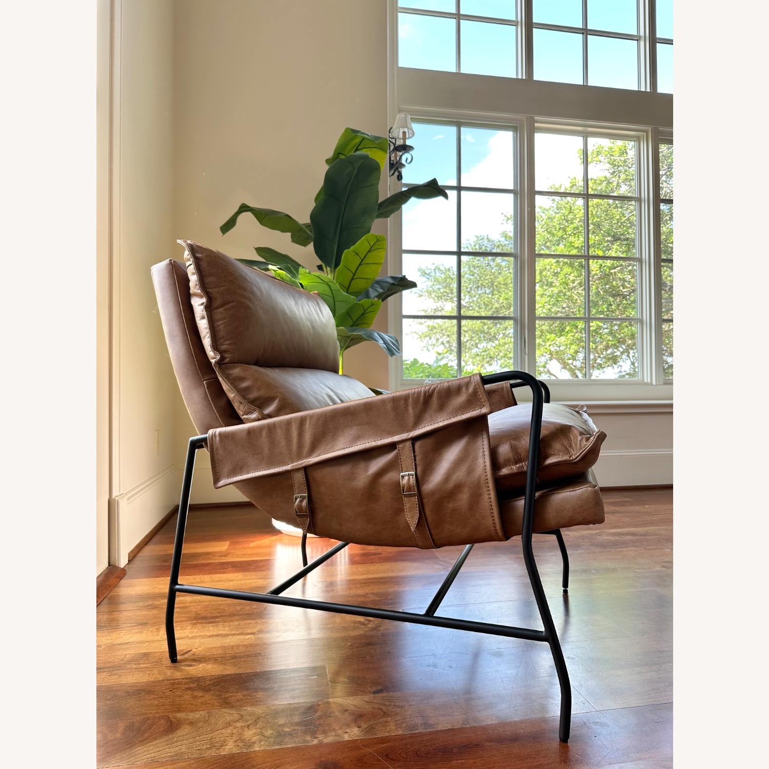 Four Hands Light Brown Leather Accent Chair - image-5