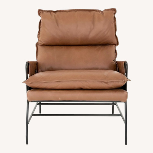 Used Four Hands Light Brown Leather Accent Chair for sale on AptDeco