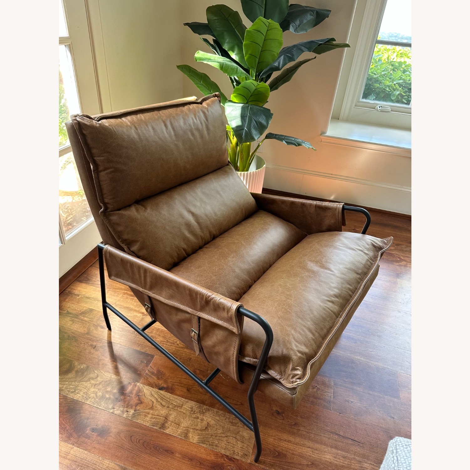 Four Hands Light Brown Leather Accent Chair - image-4
