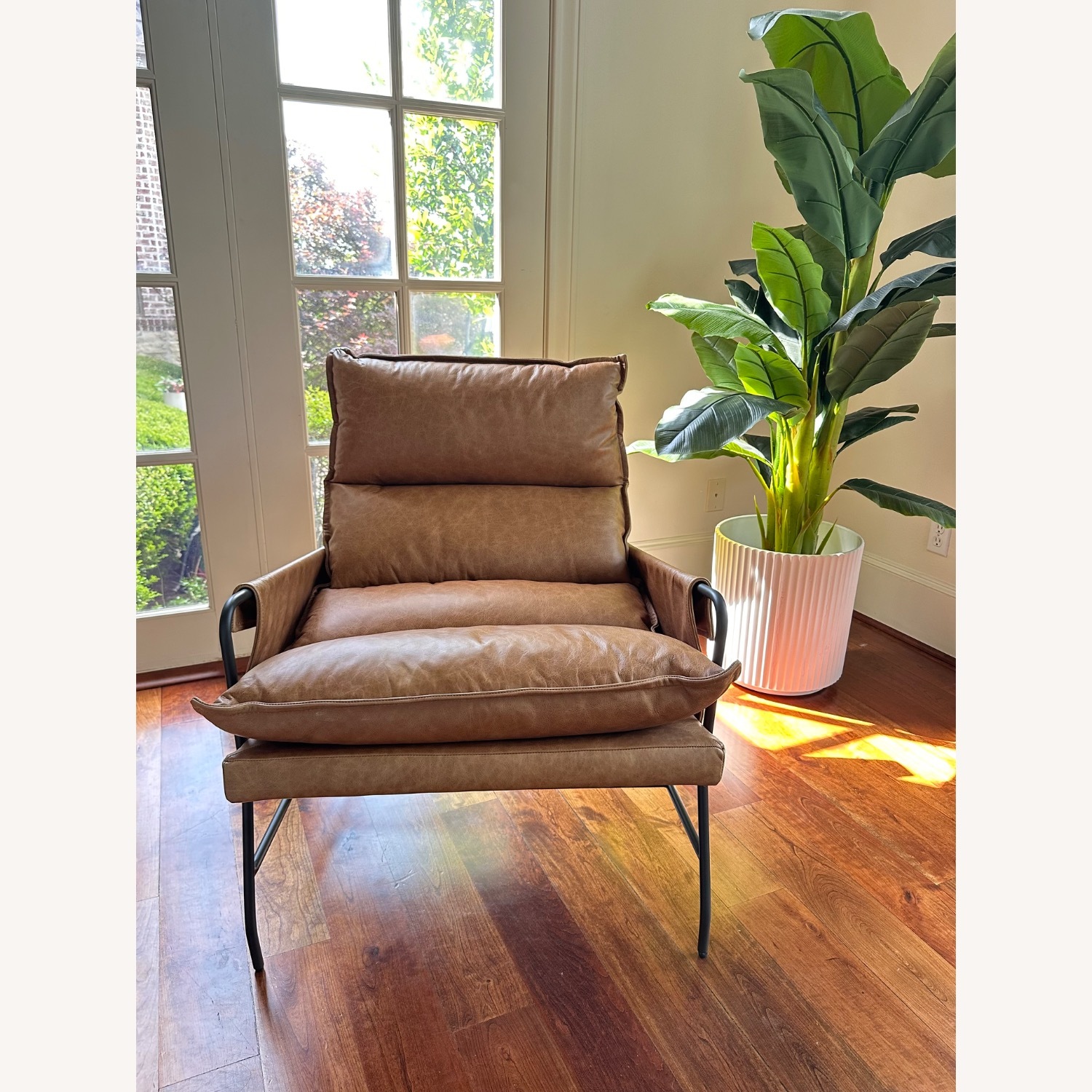 Four Hands Light Brown Leather Accent Chair - image-3