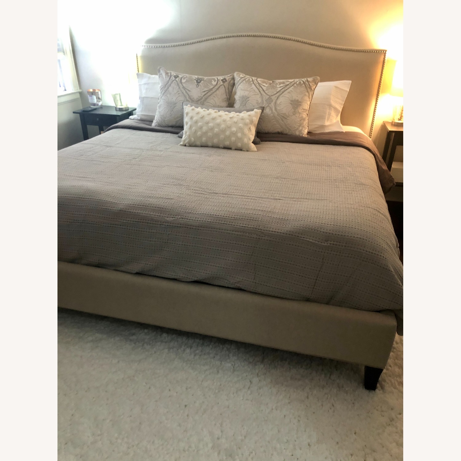 Crate & Barrel Colette Natural Linen King Bed - image-2