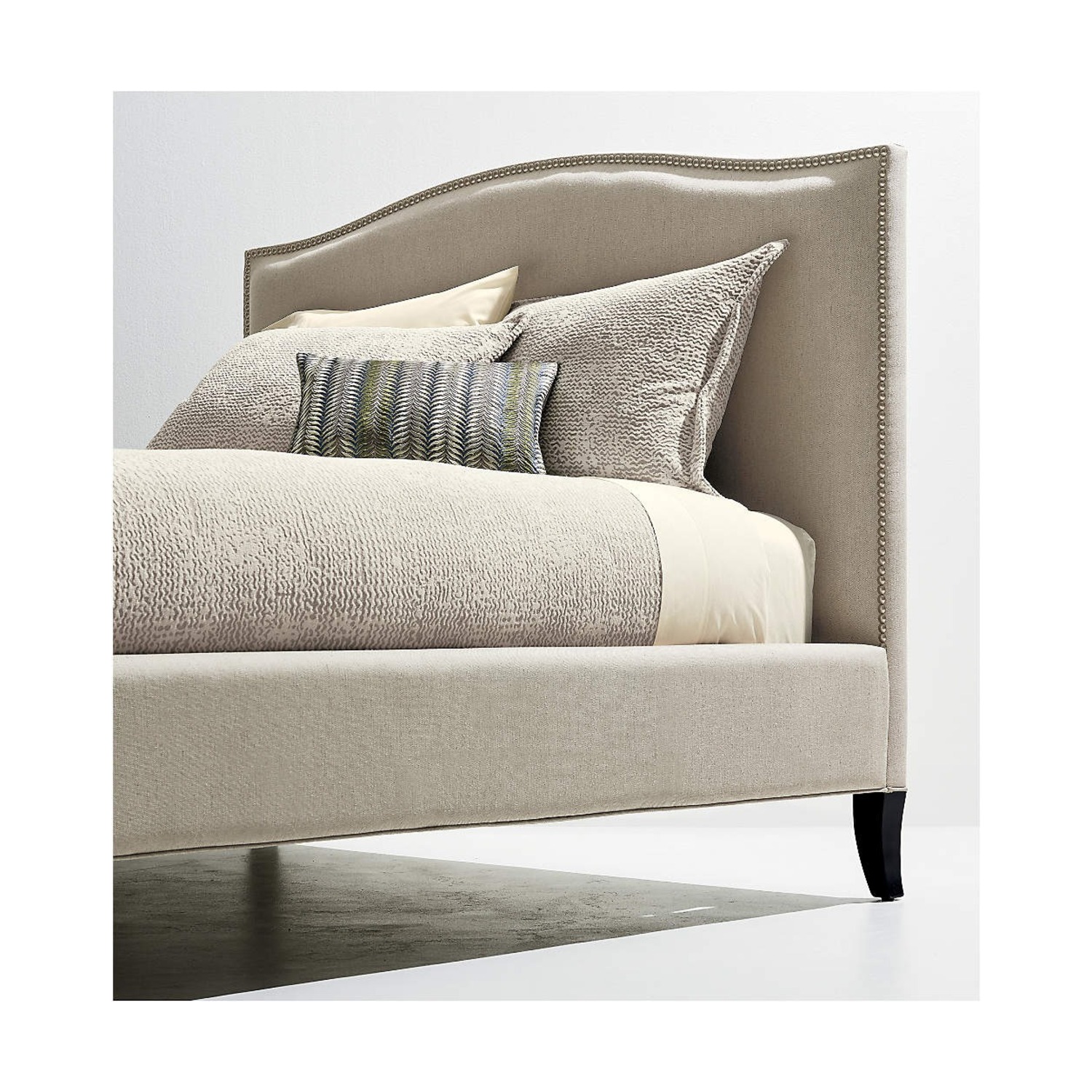 Crate & Barrel Colette Natural Linen King Bed - image-4