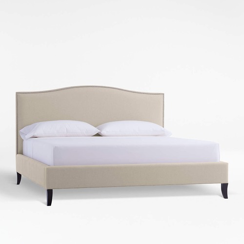 Used Crate & Barrel Colette Natural Linen King Bed for sale on AptDeco