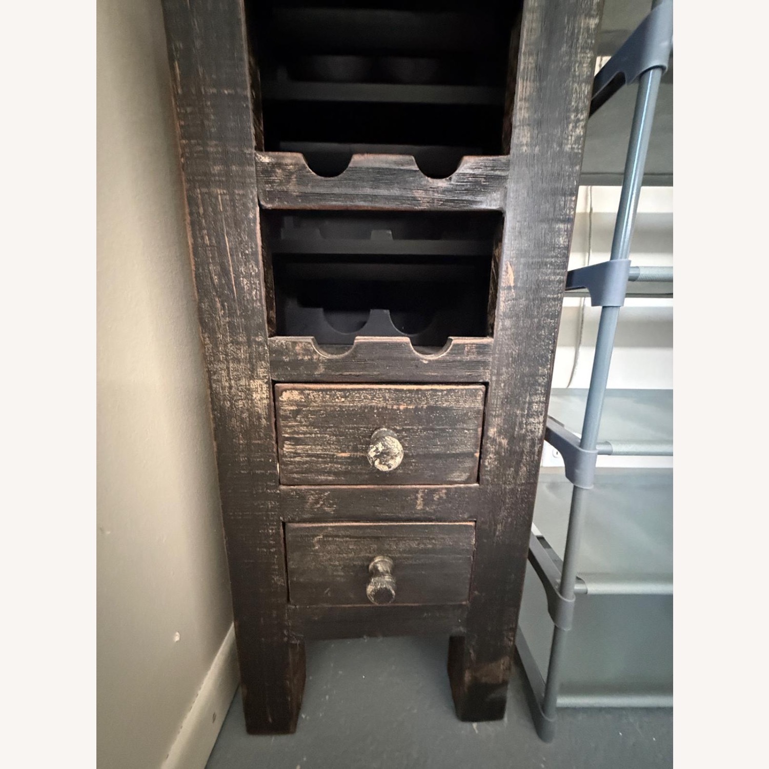 City Furniture Dark Brown Wood Winerack - image-4