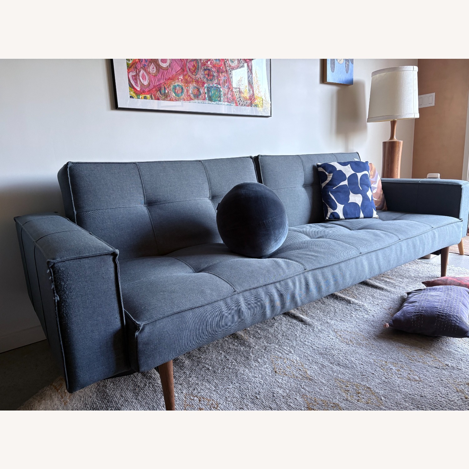 Blue Fabric 3+ Seater Sofa - image-1