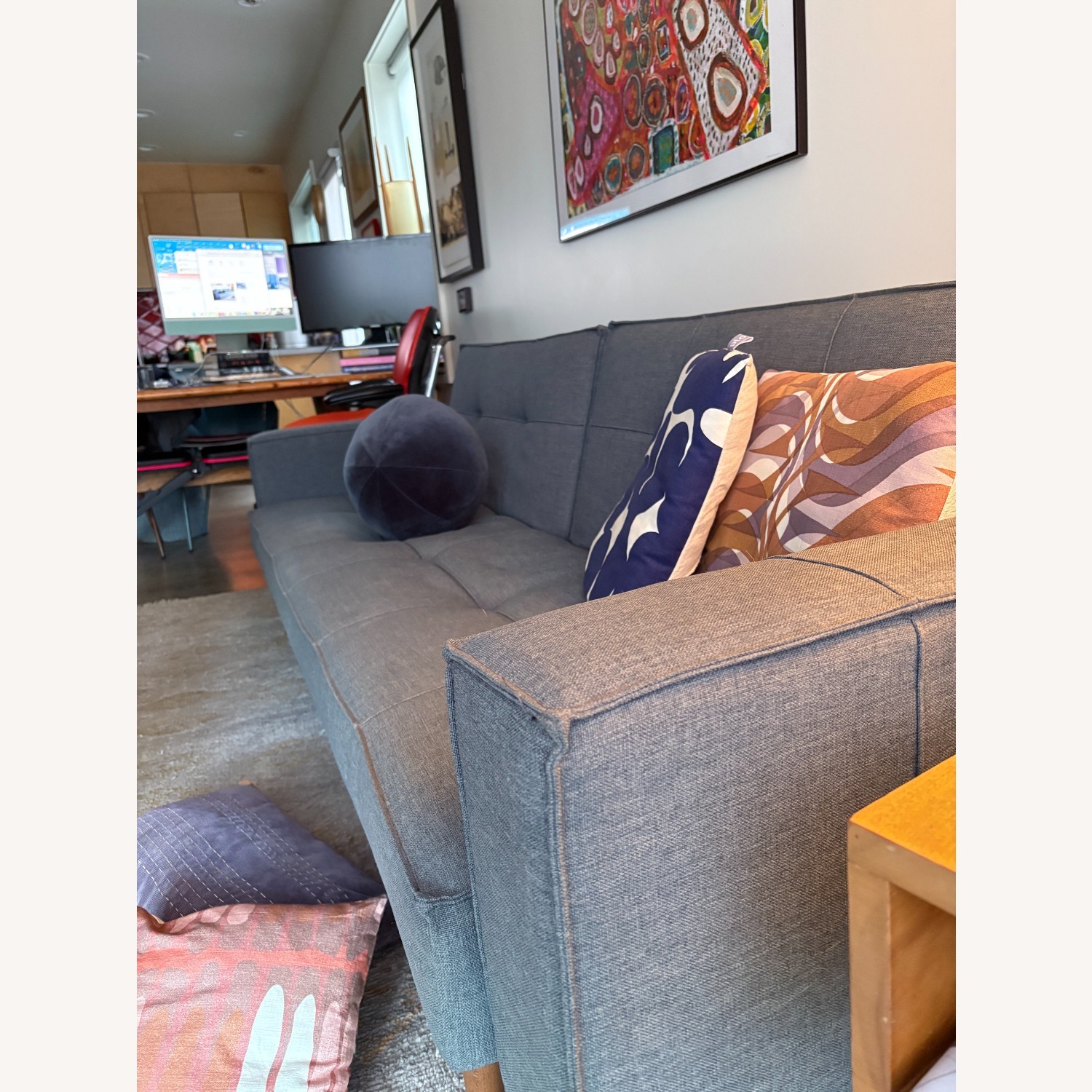 Blue Fabric 3+ Seater Sofa - image-3