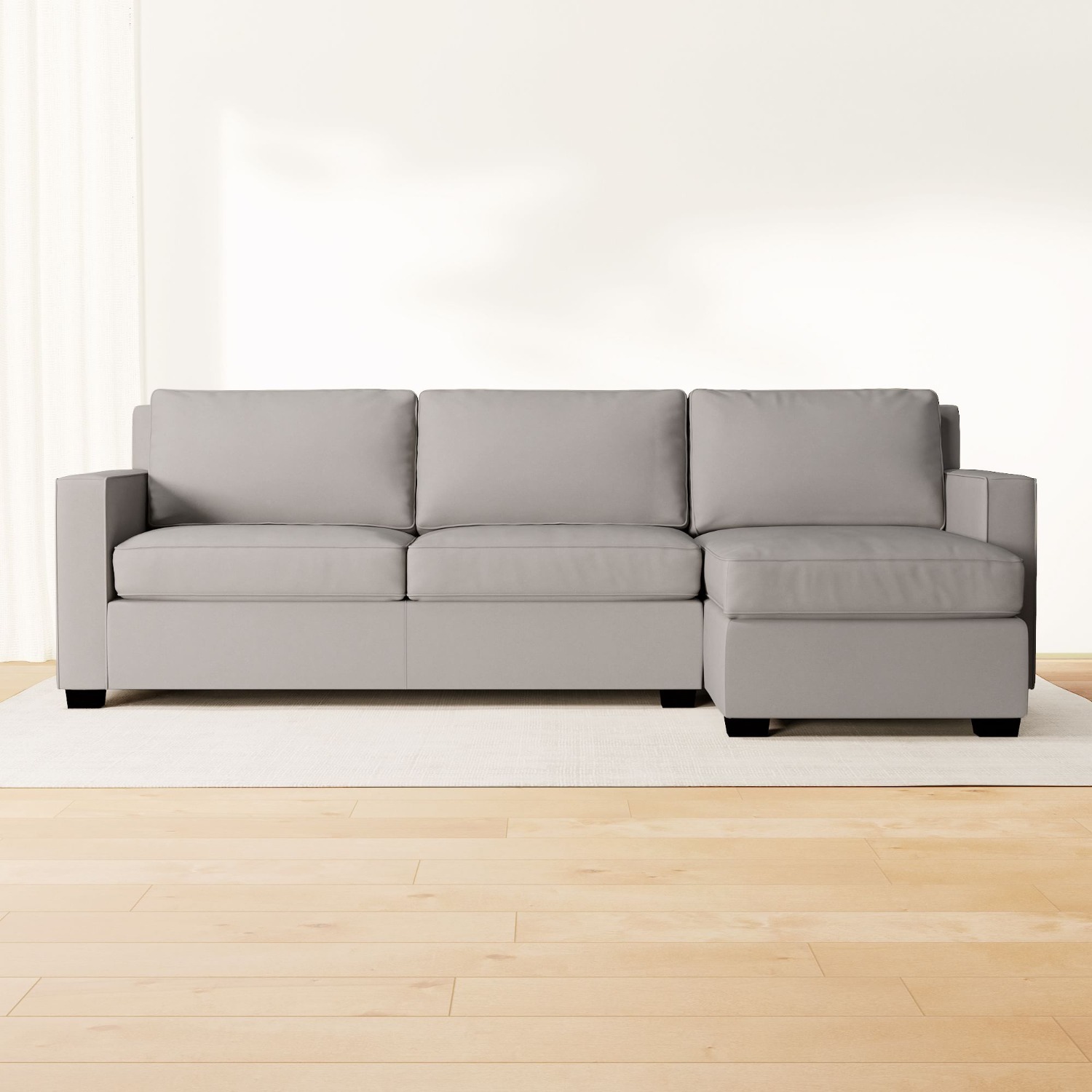 West Elm Henry Light Gray Velvet Chaise Lounge - image-1