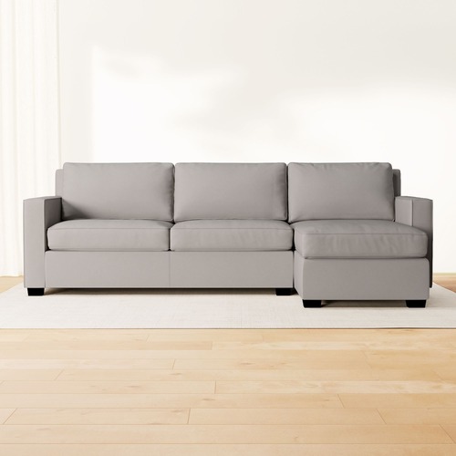 Used West Elm Henry Light Gray Velvet Chaise Lounge for sale on AptDeco