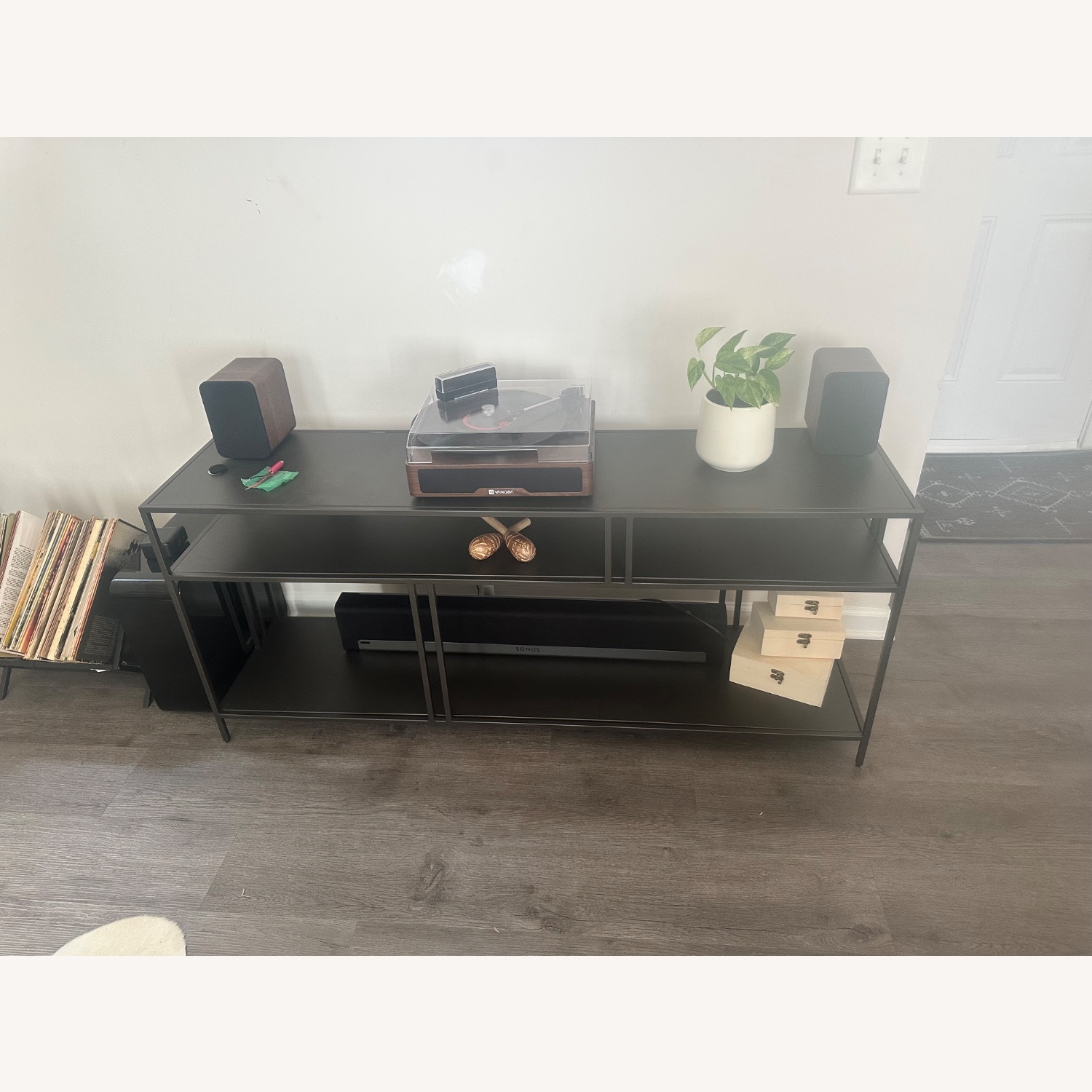 West Elm Dark Bronze Profile Metal Media Storage - image-1