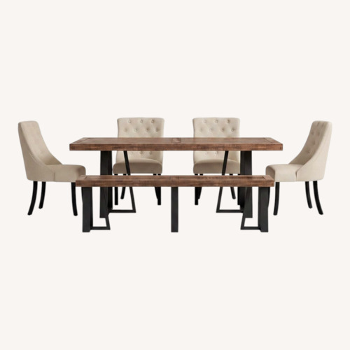 Used Wade Logan Dark Brown Wood Dining Table for 6-8 for sale on AptDeco