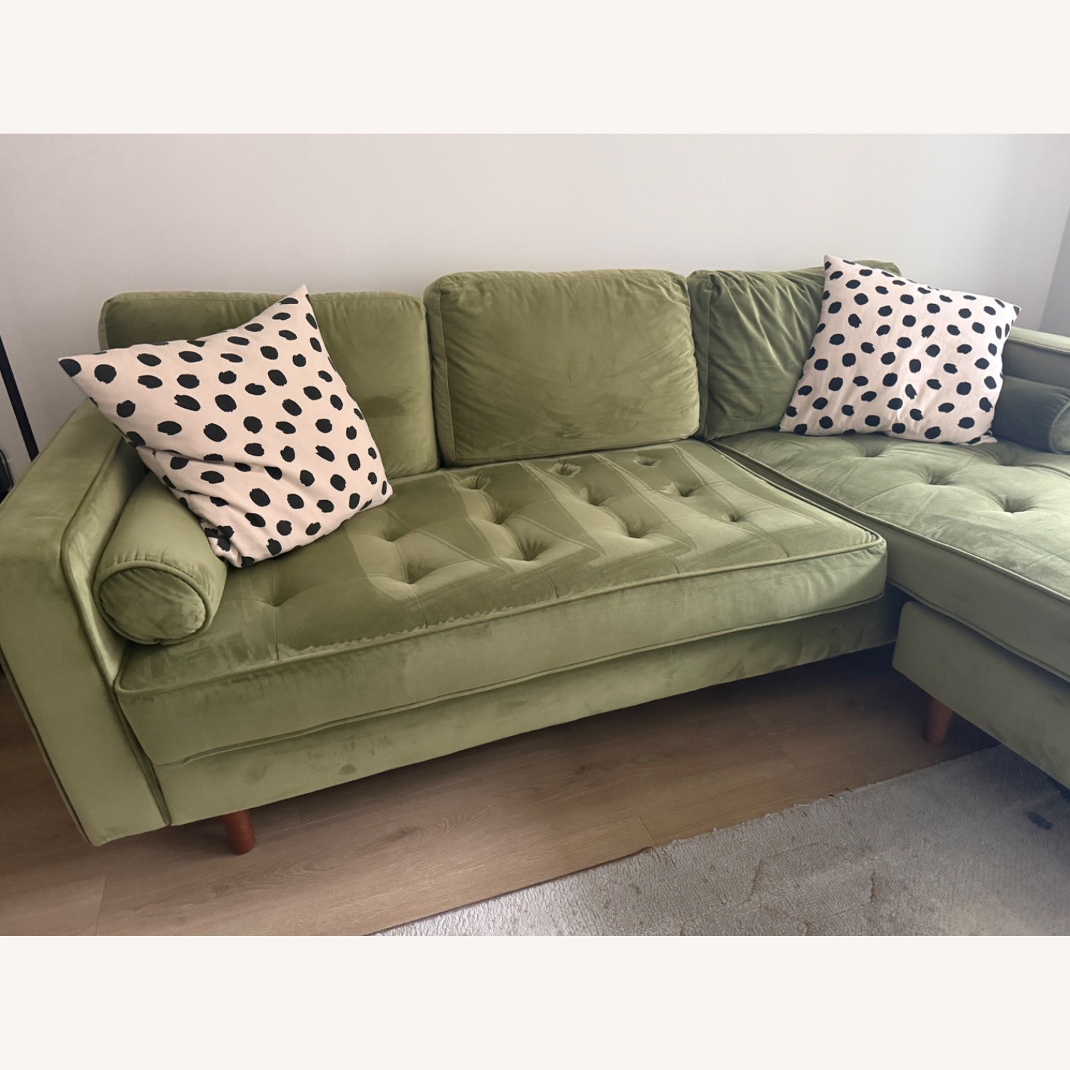 Grass Green Velvet Reversible Sectional Sofa  - image-2