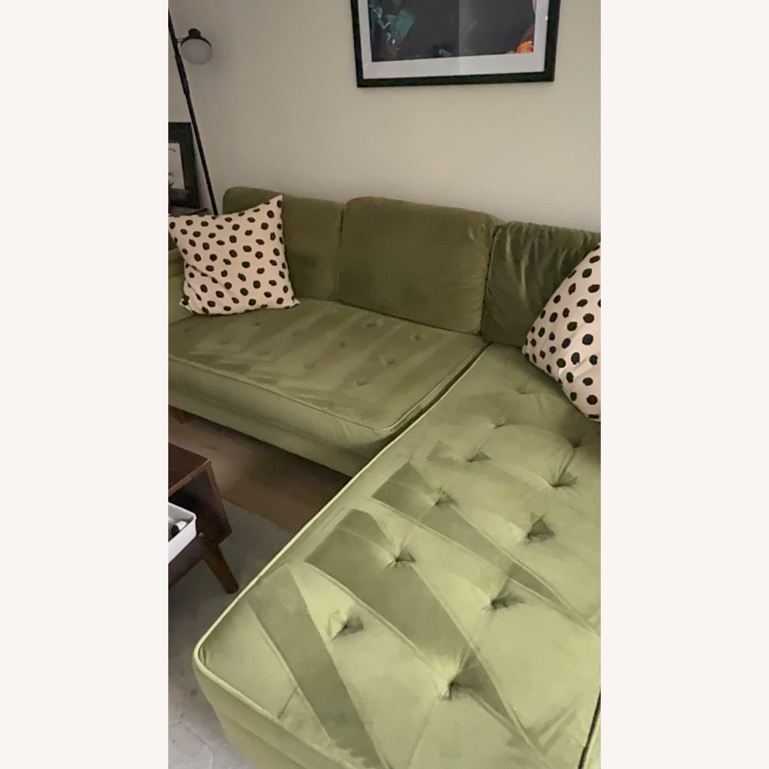 Grass Green Velvet Reversible Sectional Sofa  - image-3