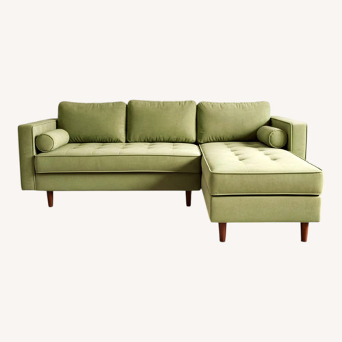 Used Grass Green Velvet Reversible Sectional Sofa  for sale on AptDeco