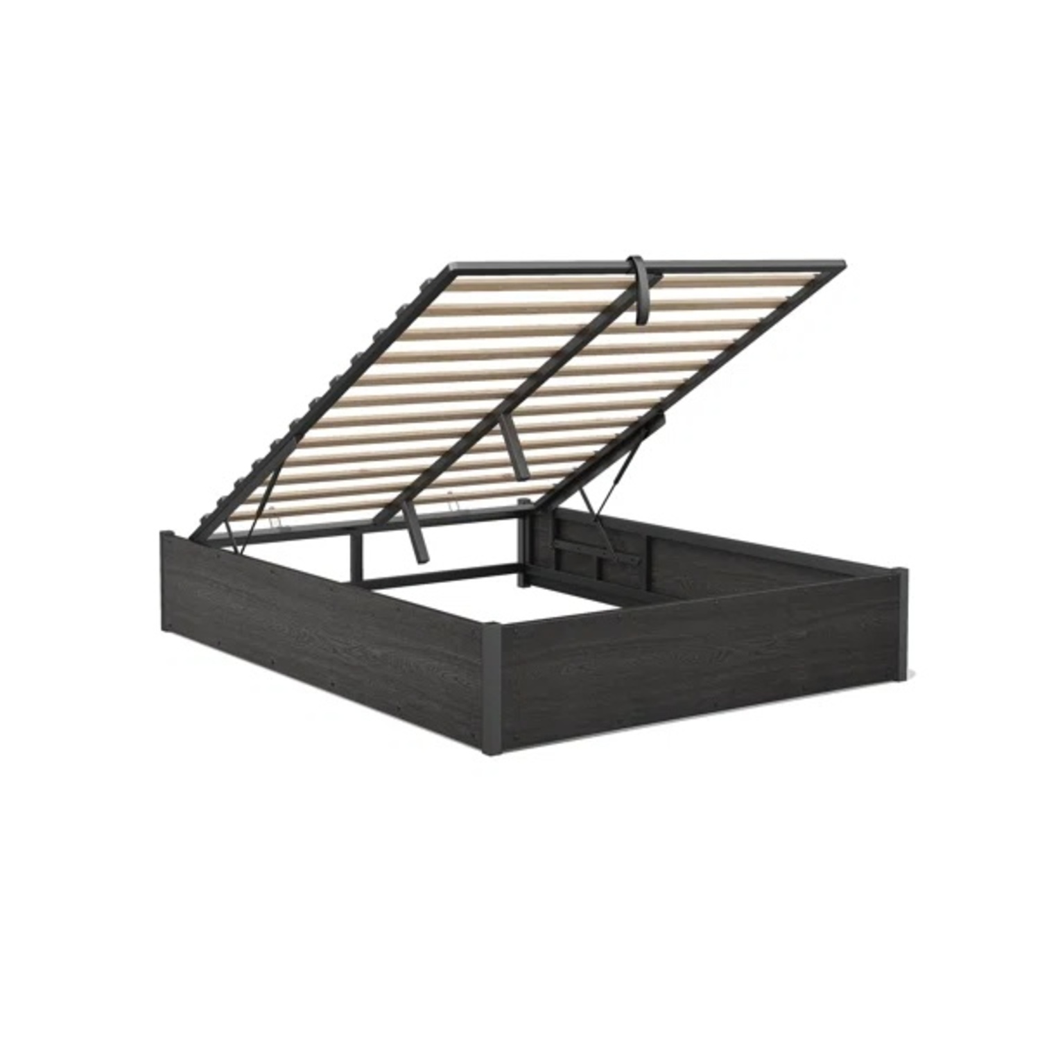 Black Wood Lift Up Storage Queen Bed - image-4