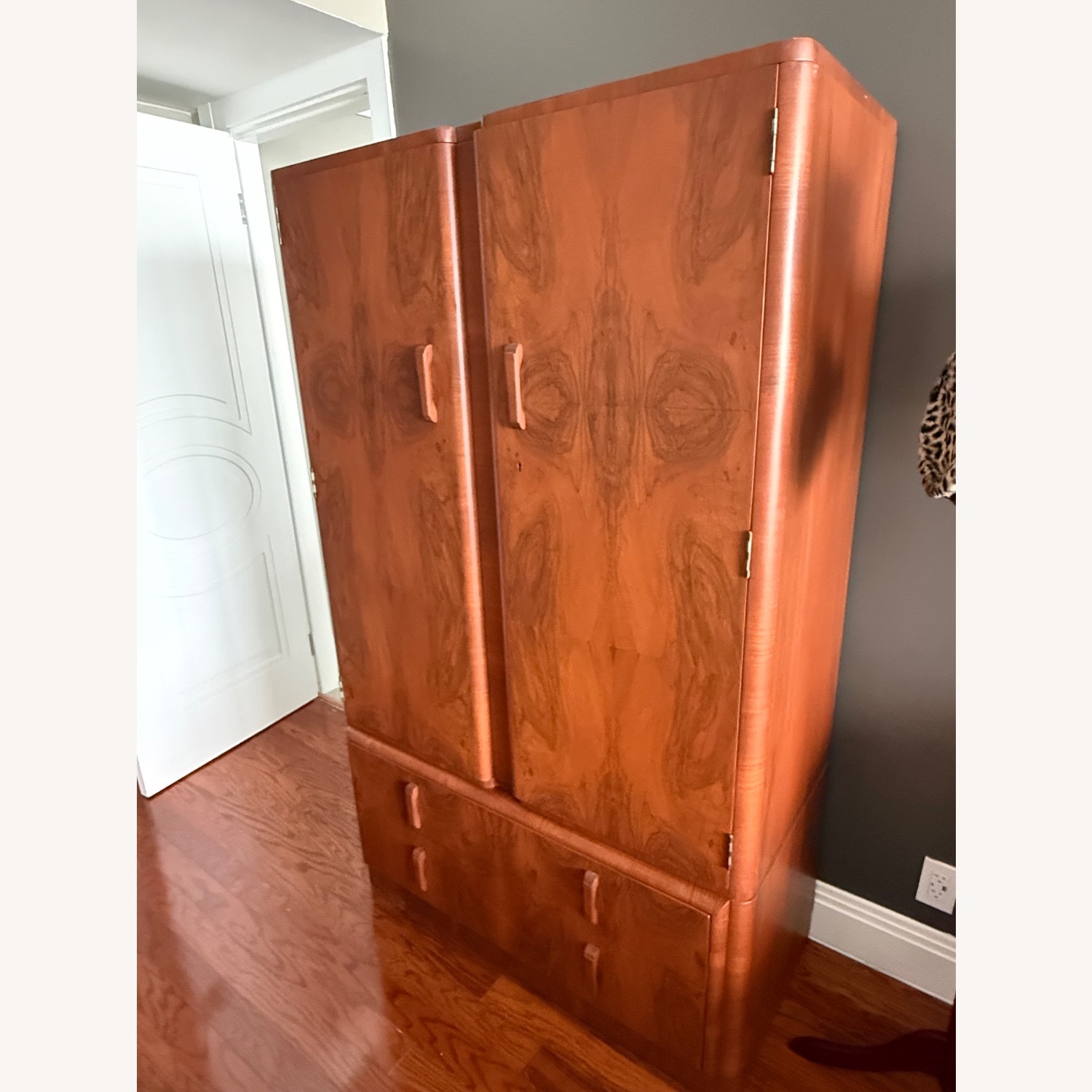 1920s/1930s Vintage/Antique Art Deco Wood Armoire - image-7